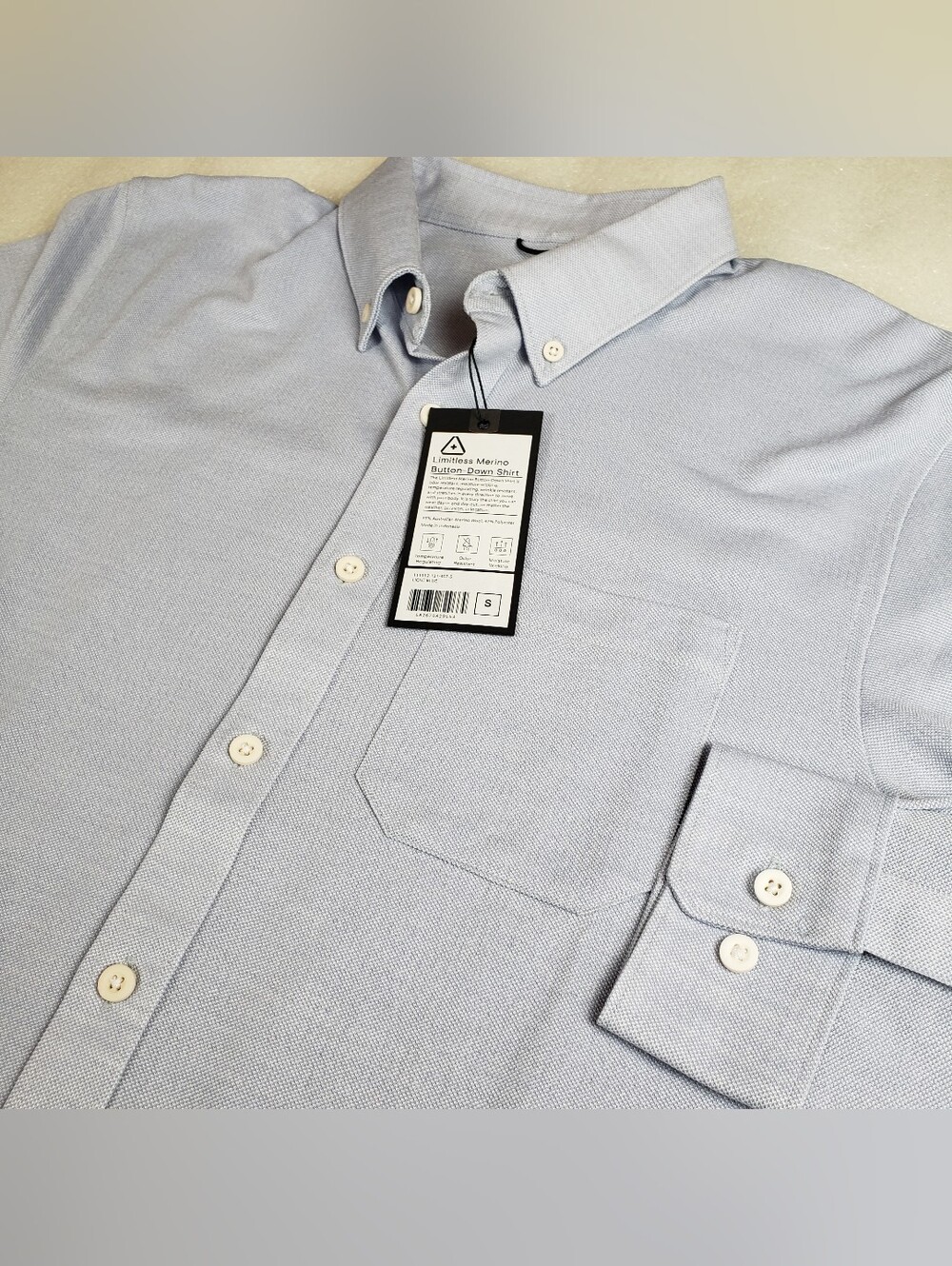 NWT Western Rise Men's Small SLIM FIT Limitless Merino Wool Blend Shirt Blue